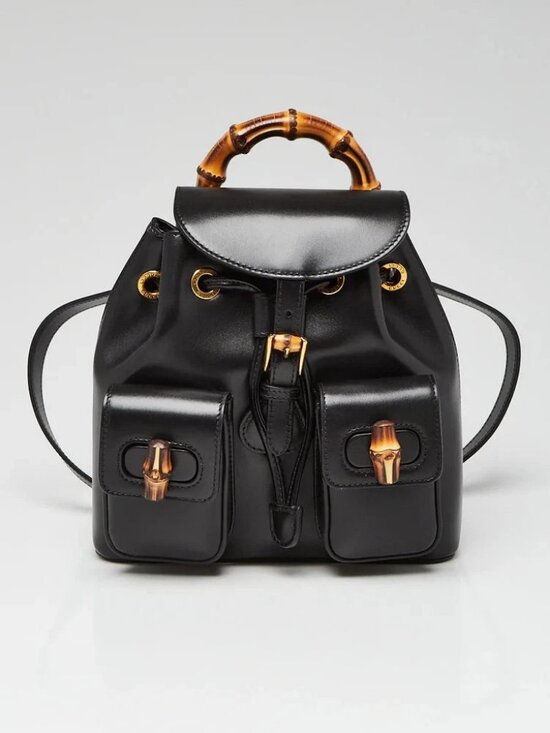 Gucci Black Smooth Leather Bamboo Handle Small Backpack Bag main image 7